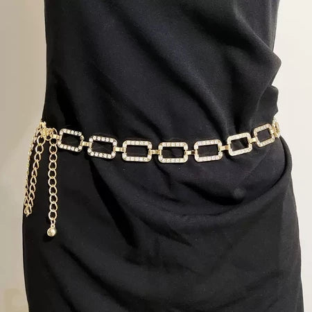 Cinto Corrente Modelo Quadrado com Brilho + FRETE GRÁTIS