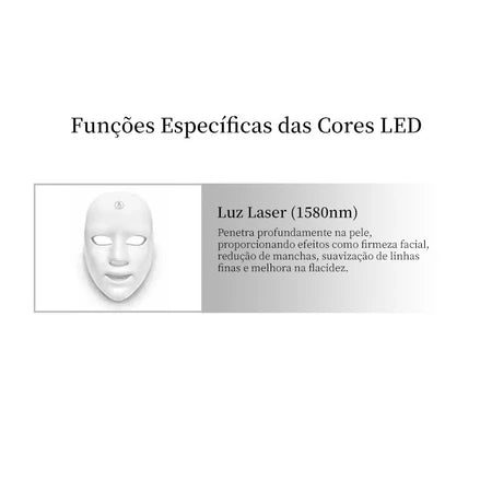 Máscara Facial LED Fototerapia Estética 7 cores + FRETE GRÁTIS