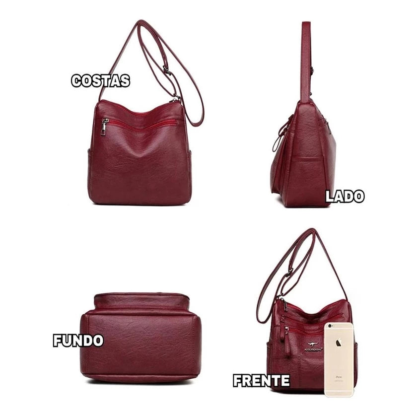 Bolsa Transversal Couro Ecológico + FRETE GRÁTIS