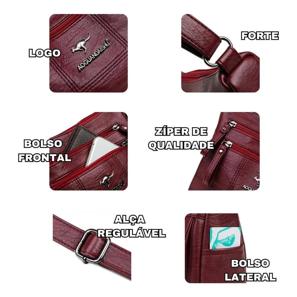 Bolsa Transversal Couro Ecológico + FRETE GRÁTIS