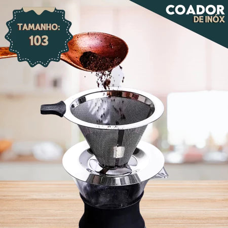 Filtro De Café 103 Inox - Coador de Café Grande Sem Uso De Papel + FRETE GRÁTIS